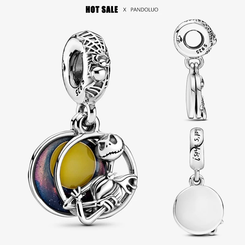 Disney Nightmare Before Christmas Double Dangle Charm Beads Fits Pandora Bracelet For Women 925 Silver Pendant Bead Jewelry Gift