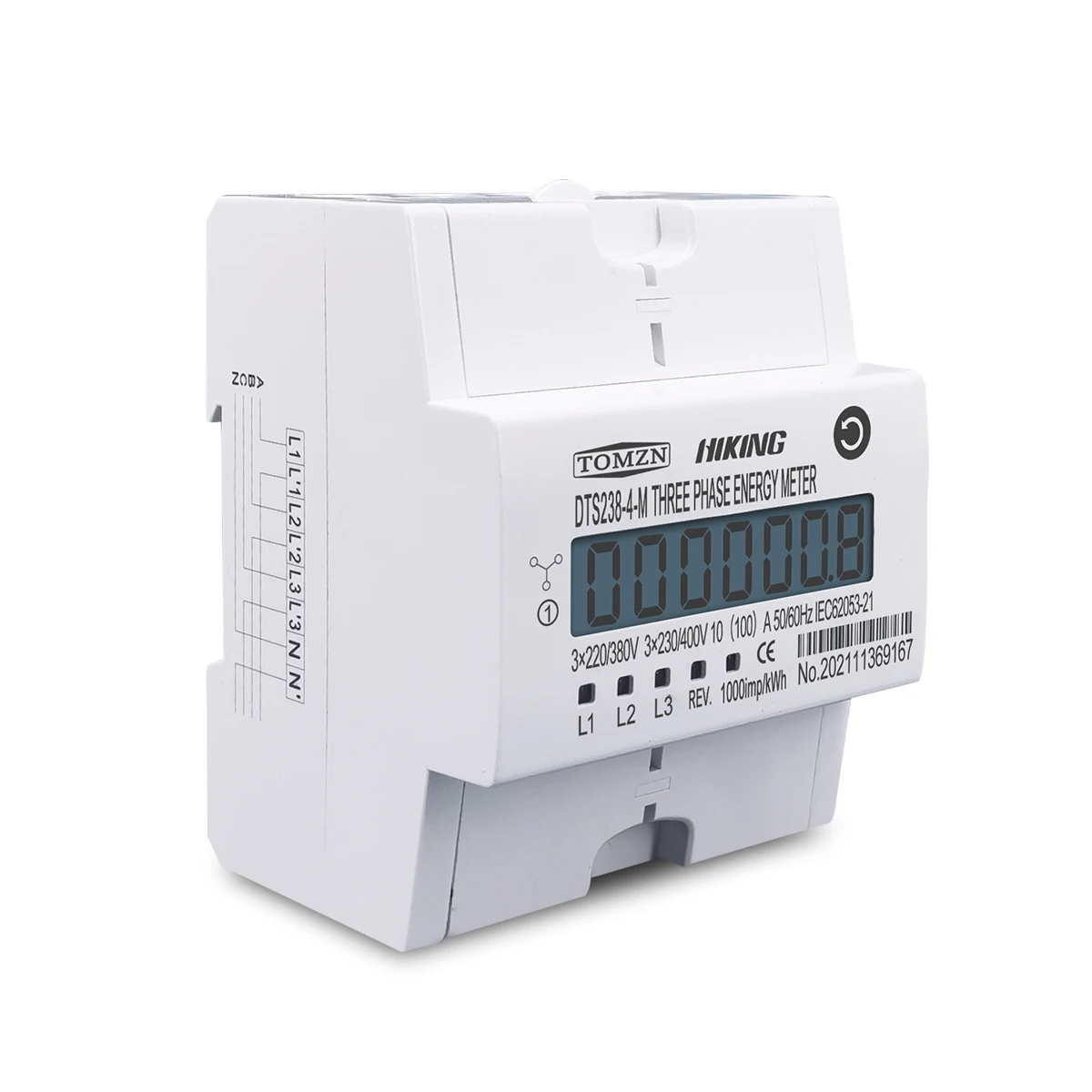 TOMZN 4P 10-100A three phase Din rail KWH Watt hour din-rail energy meter LCD 3*230/400V 3*120/208V 3*220/380V 50/60Hz