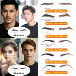 VEYDA Women/Man's Eyebrows Hair Eyebrows Six Style 100% Human Hair Artificial Weaving Lace Workers' Hair Braided Eyebrow Wigs