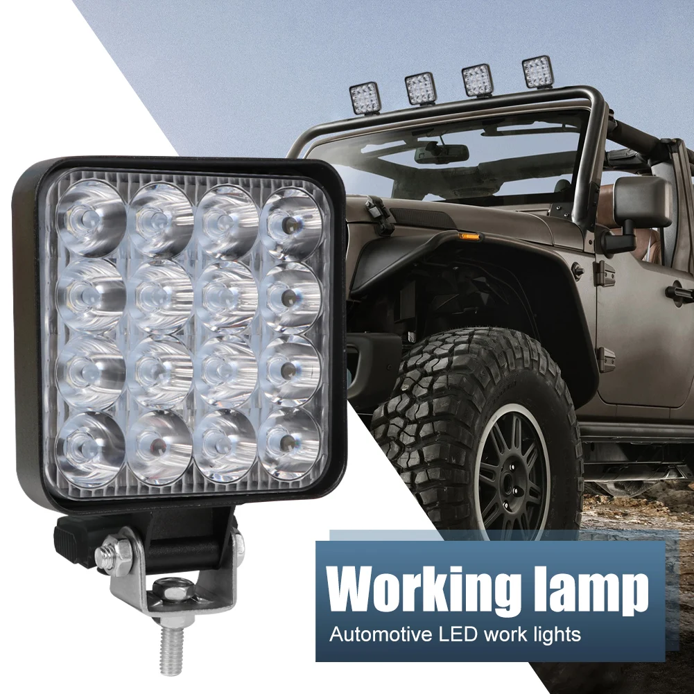 

2Pcs Car Work Lights 48W LED Pod Square Light Bar 4x4 3030 LED Spot Light Aluminum Alloy Offroad Light for Car Truck SUV 4WD