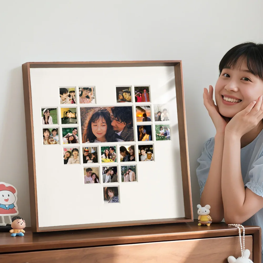 Creative couple desktop solid wood photo frame display, customized anniversary and birthday gifts, DIY wash photo printing