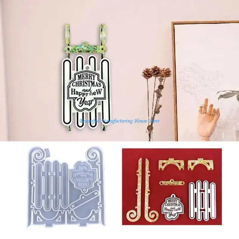 

E56A Wall Hangings Silicone Mold,Christmas Sleigh Epoxy Casting Mold for Wall Decor
