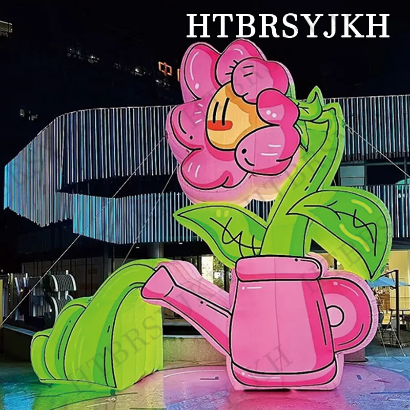 3M 4M inflatable cartoon flower watering can air model plant outdoor activities decorative props