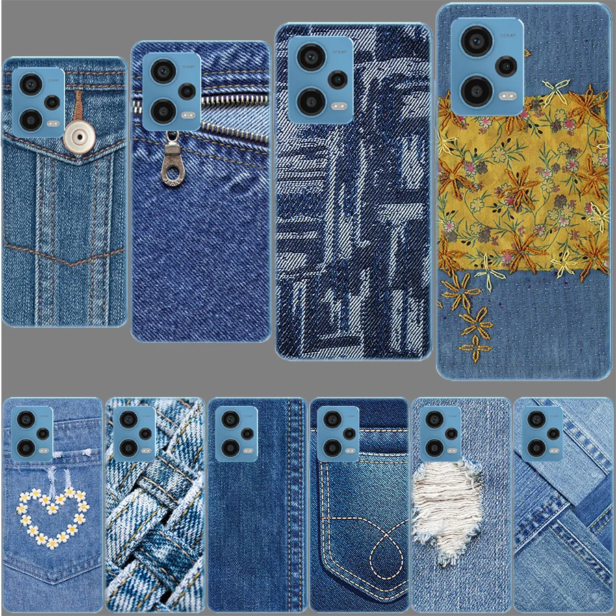 Jeans Cowboy Denim printed Case for Xiaomi Redmi Note 12 Pro 11 Pro Plus 12S 11S 11T 11E 10 5G 10S 9S 9T 9 8T 8 7 Phone TPU Clea