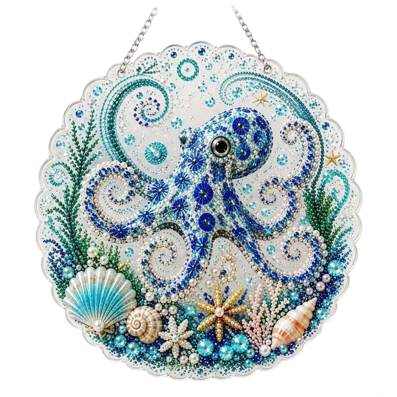Round Sparkling Ocean DIY Hanging Accent for Window Porch Home Accent A2BB
