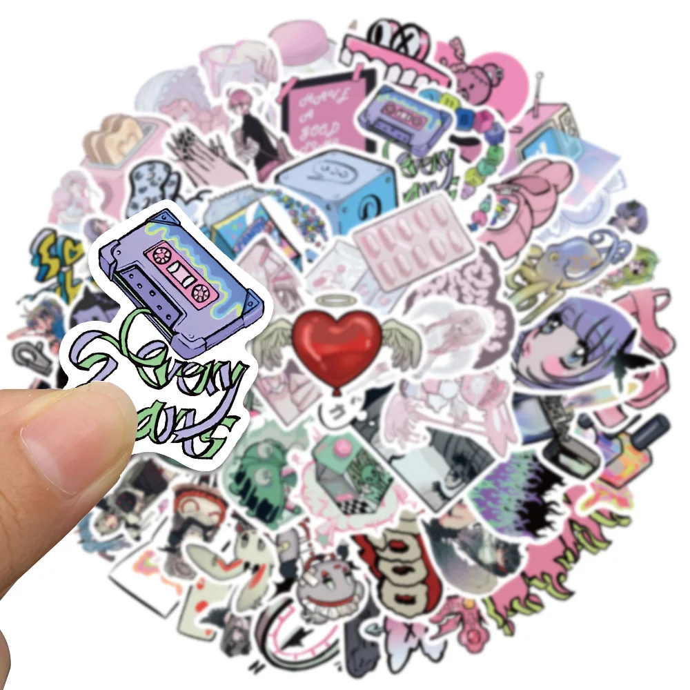 10/60PCS Pink Kawaii Y2K Domi Girls Gothic Stickers Cute Anime Aesthetic Decals Phone Suitcase Laptop Stationery Car Toy Sticker