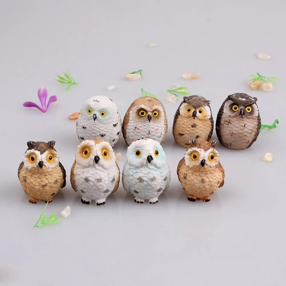 1PC Moss Terrarium Decor Cute Owls Animal Resin Miniatures Figurine Craft Bonsai Pots Home Fairy Garden Ornament Decoration