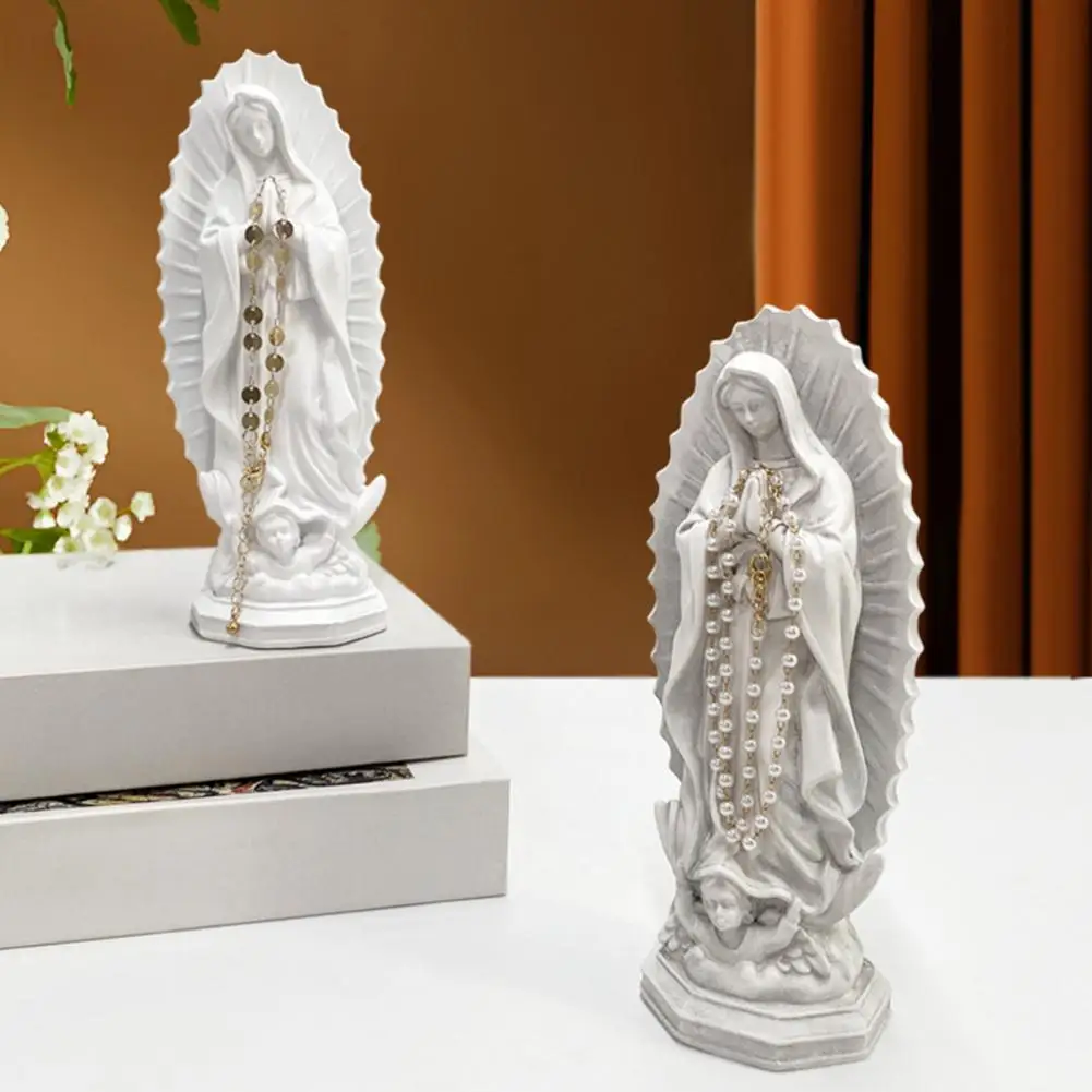 Resin Desktop Ornaments Mexican Figure Statue Lady of Guadalupe Statue Mary Resin Figurine Inspirational Sculpture for Home