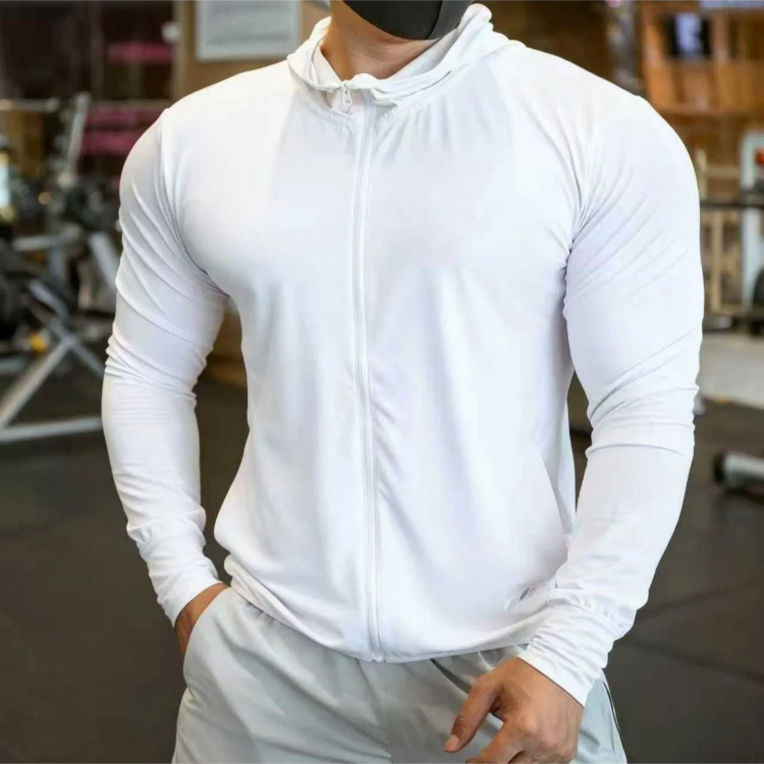 

Мужская быстросохнущая спортивная куртка для баскетбола и бега на молнии, кардиган с длинным рукавом, толстовка с капюшоном, дышащая сетчатая мужская фитнес-куртка