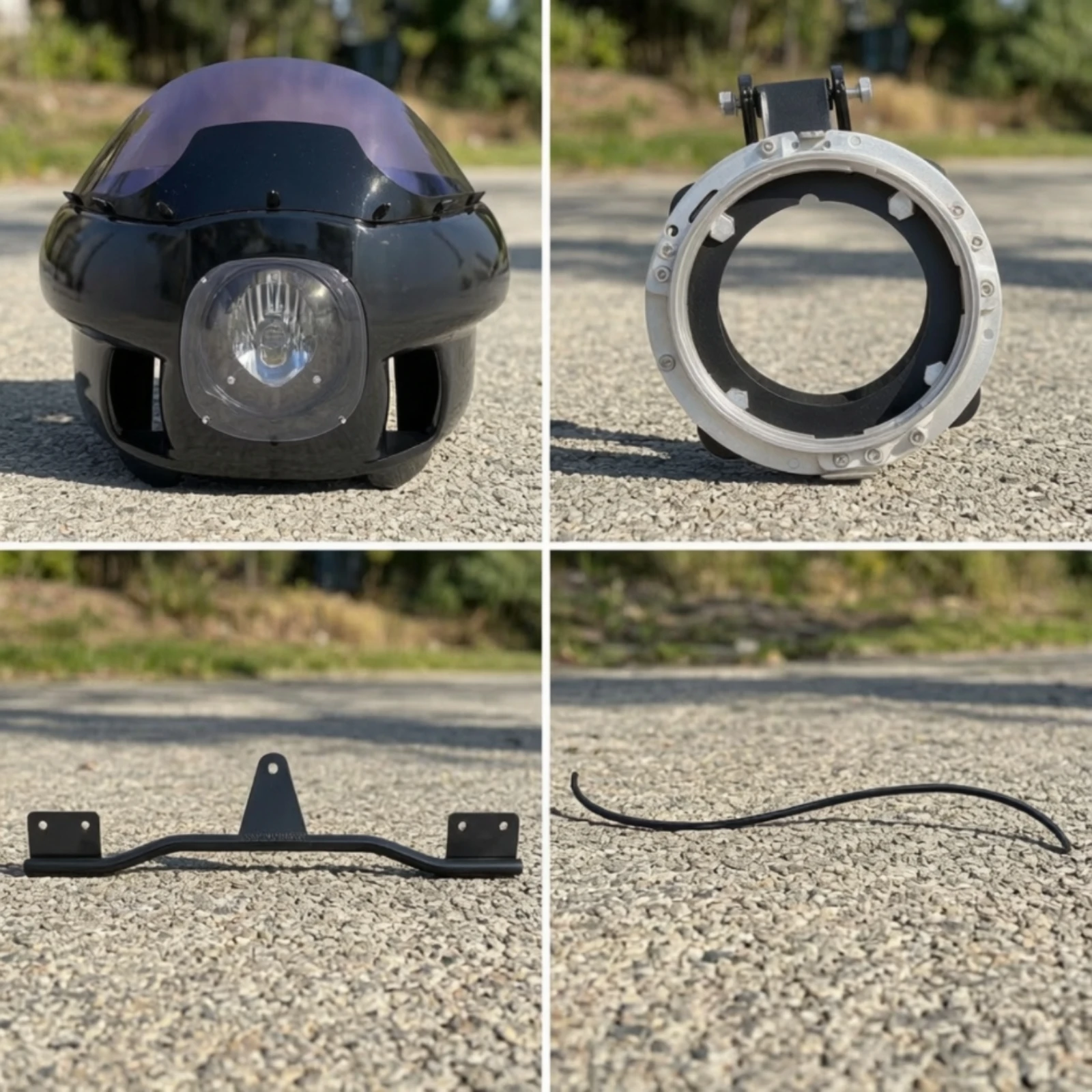 Motorcycle Front Fairing with Windscreen Black Fairing with Windshield Club Style ABS Plastic for Long-Distance Cruising