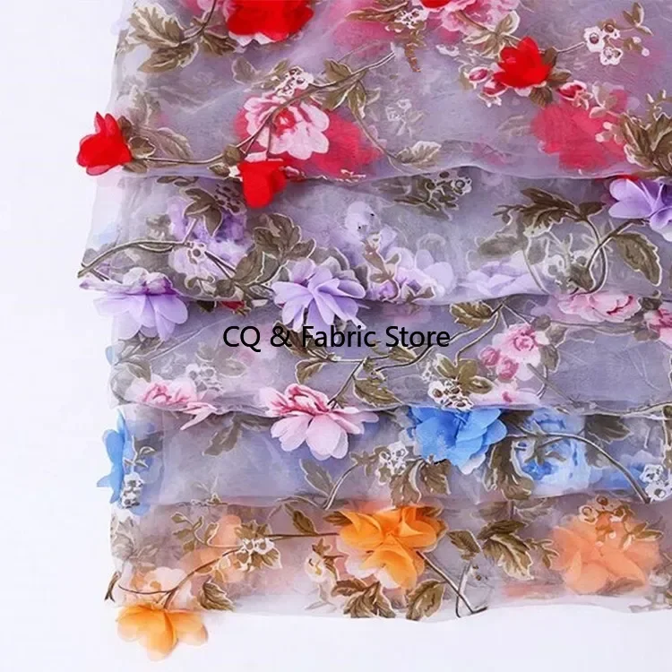 

Шифоновое 3D цветочное платье из органзы, кружевная ткань, африканская одежда «сделай сам», шитье, лоскутный материал, ткань для штор с принтом бабочки