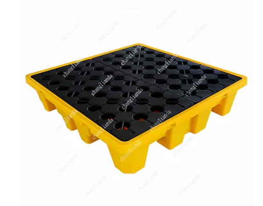 Laboratory waste leak-proof plastic forklift tray single two or four barrels leak-proof platform chemical oil drum  leakage tray
