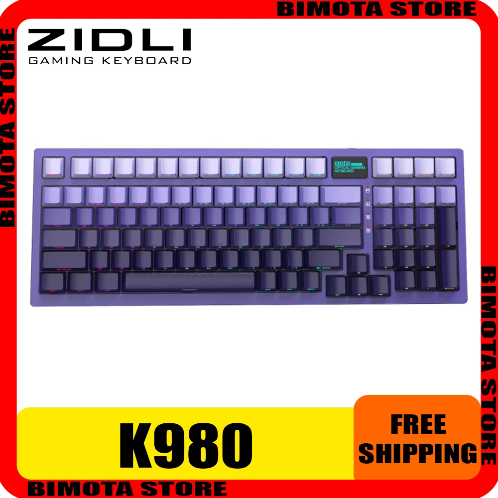 

ZIDLI K980 Mechanical Keyboard Smart Screen Hot Swap RGB Waterproof Dustproof Wired Gaming Keyboard Ergonomics PC Gamer VALORANT