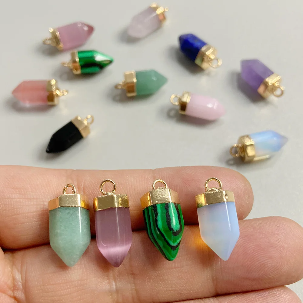 7x14mm Bullet Shape Natural Stone Pendants Rose Quartzs Opal Lapis Lazuli Charms Pendant for Jewelry Making DIY Accessories 1PC