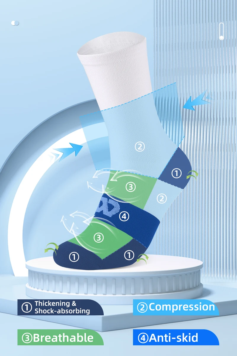 WEST BIKING Fahrradsocken für Männer und Frauen, Farbblock-Design, Atmungsaktive Sportsocken, Hohe Elastizität, Lauf- und Fahrradausrüstung, Größe 37-44 – Detail 11