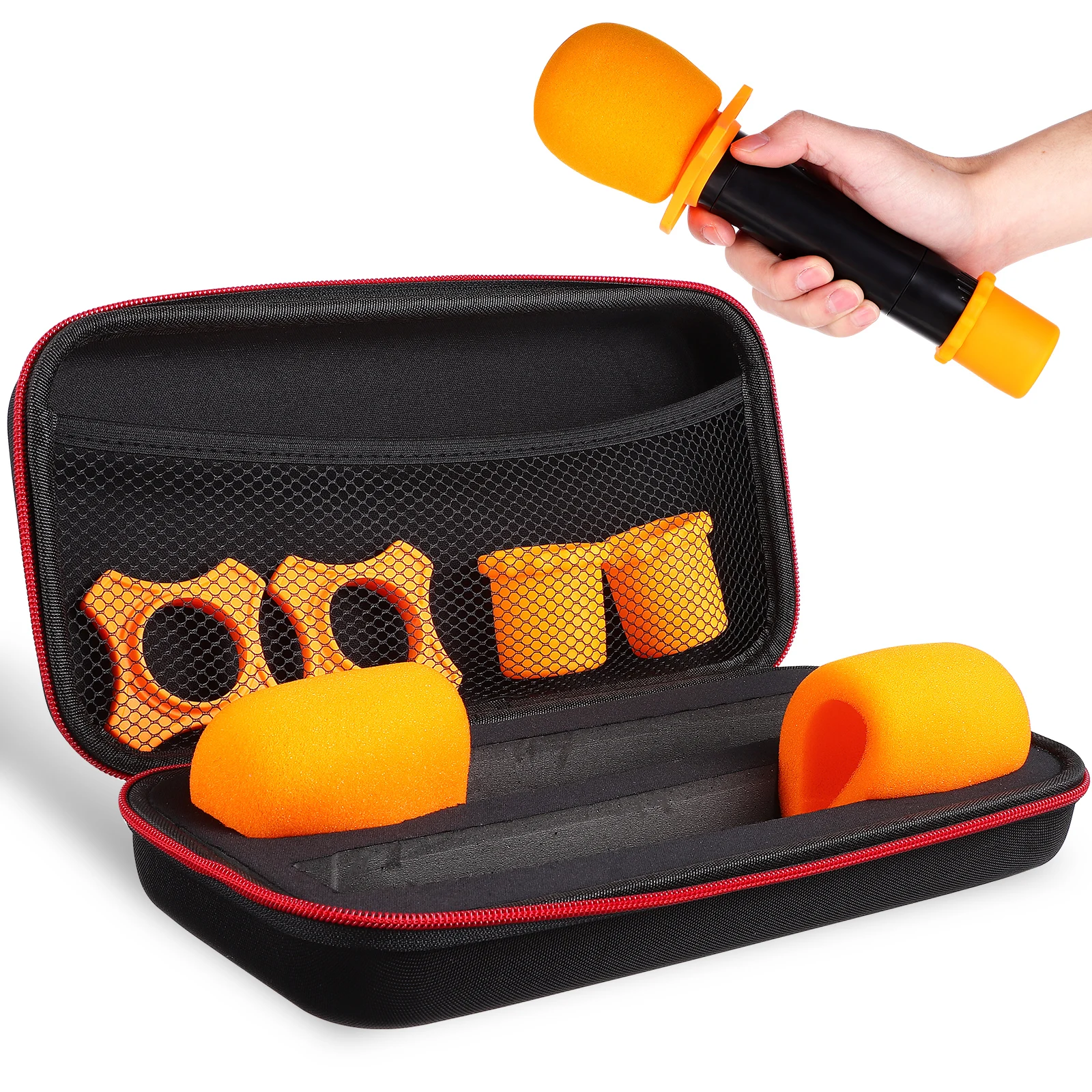 

Microphone Bag Set Black Handbag Orange Sponge Large Capacity Storage Case Condenser Mics Zipper Anti Shock Fall Protective