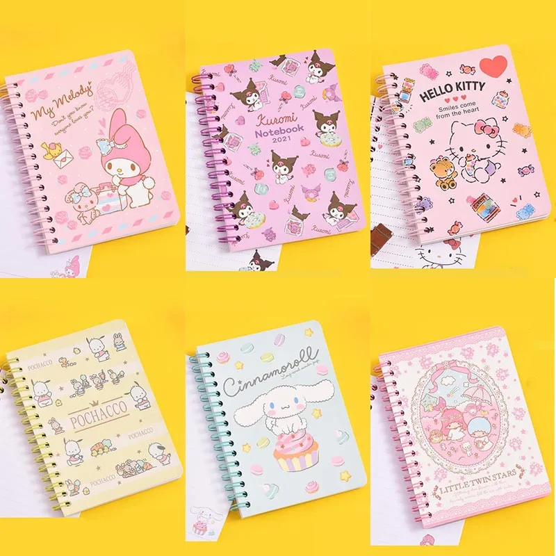 6pcs/lot  Little Twin Stars Kitty Memo Pad Coil Notepad Kawaii Notebook Stationery Label Planner Sticker Post School Supplies