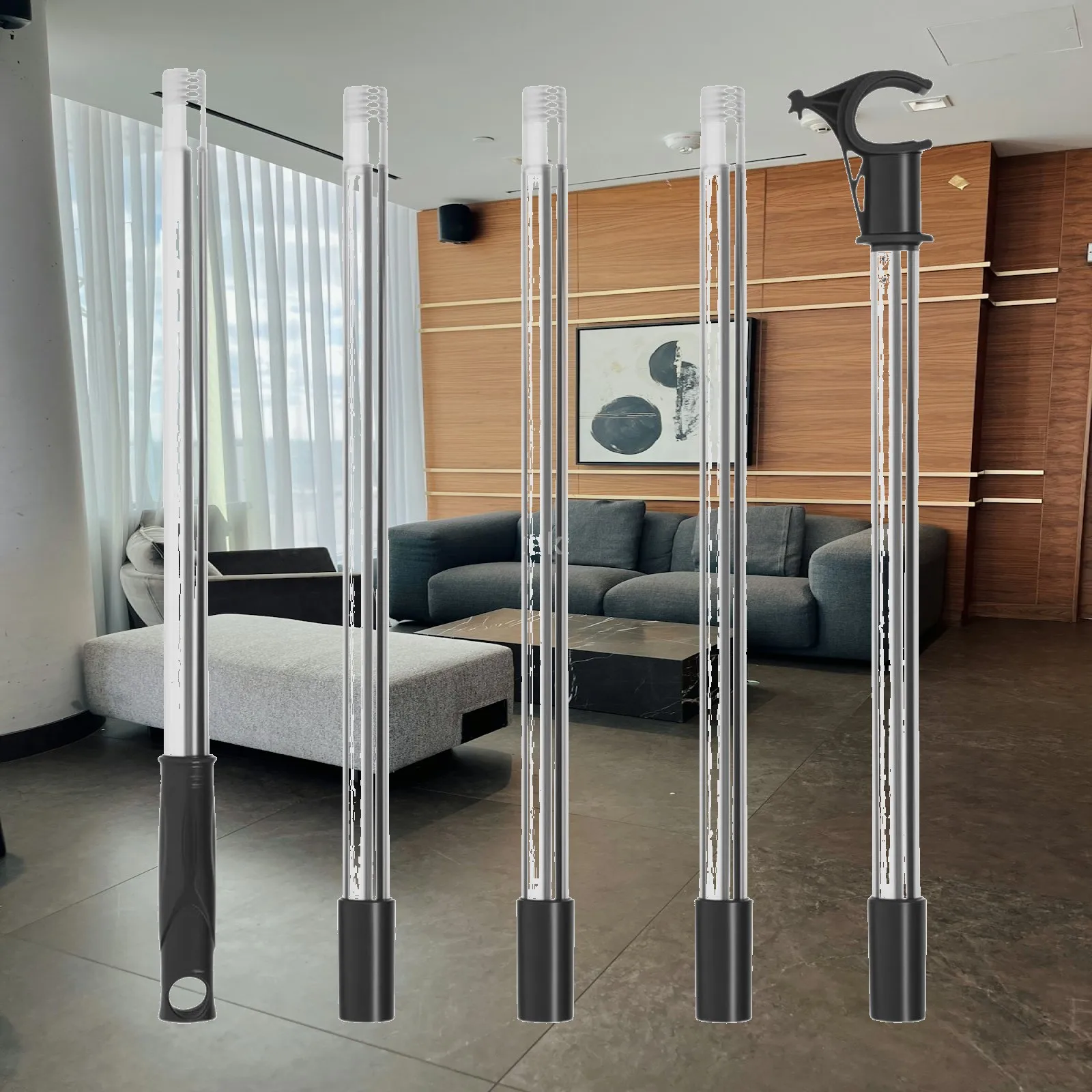 Skylight Pole with Hook Five Section Design Sturdy Opener 2m Reach for Roof Window Shade Operation