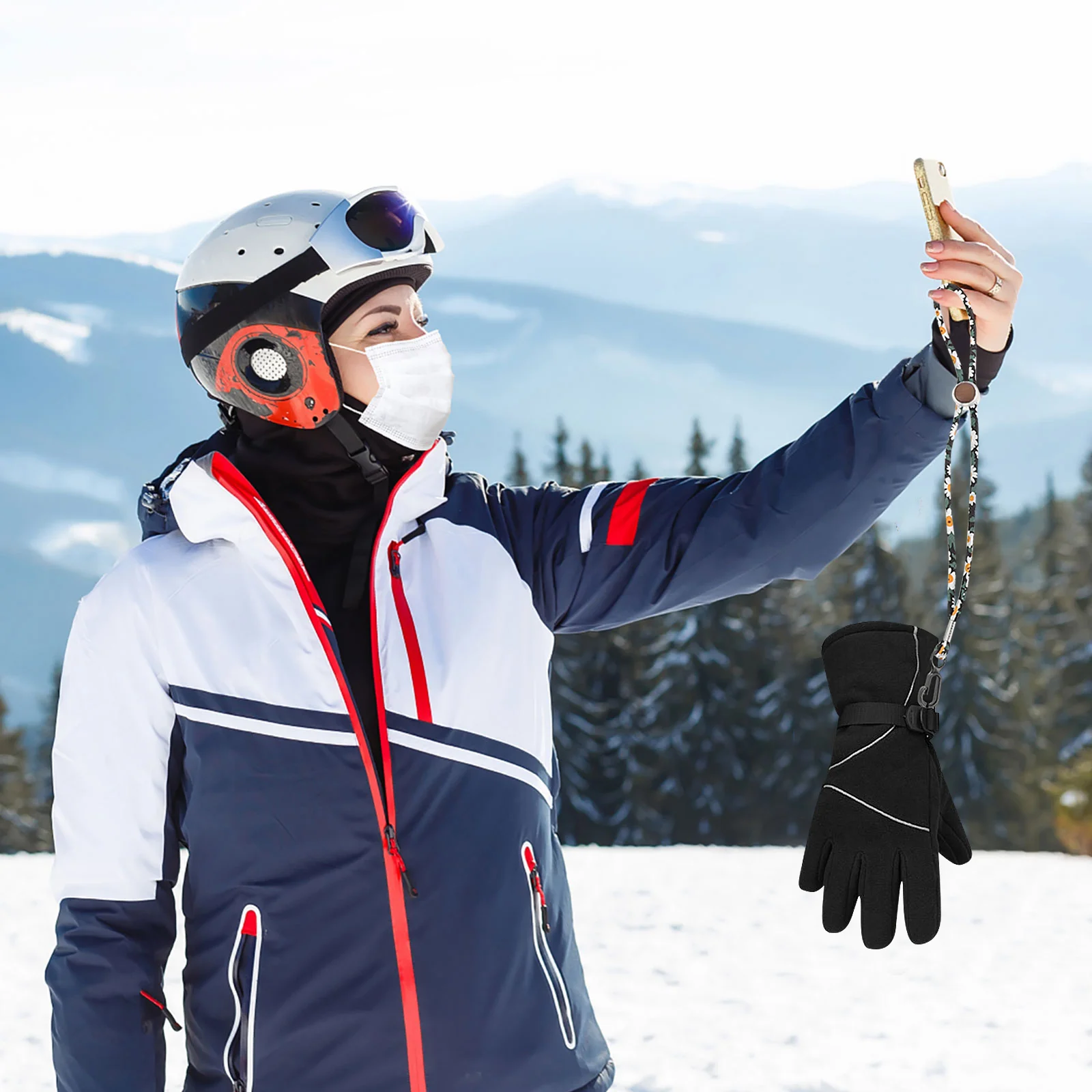 2 Pcs Ski Gloves Clip Sports Accessories Straps Wrist Grip for Men Band Mountaineering Leash