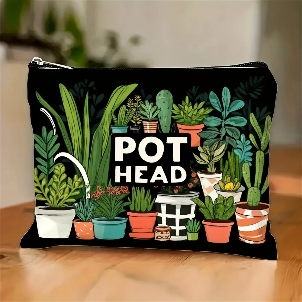 

A Plant Printed Cosmetic Bag- Multifunctional Zipper Pouch, Jewelry Storage Bag, Perfect Travel Zipper Small Storage Bag.