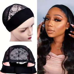 1 piece wig caps single layer black rose lace net headband wig cap with adjustable elastic band for making wigs