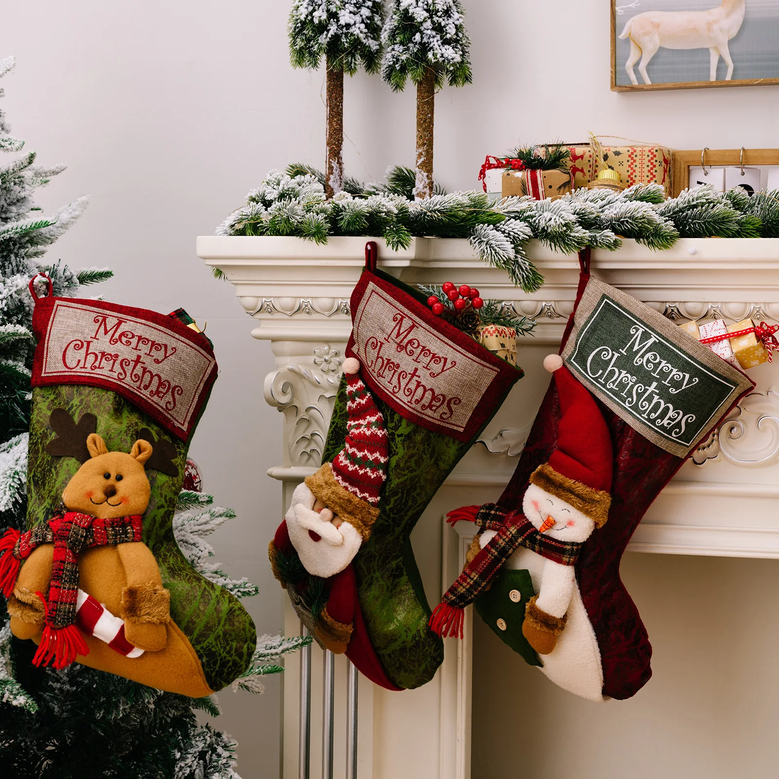 Bolsa de dulces navideña para niños, medias navideñas, decoraciones navideñas para el hogar, decoración de Noel, bolsa de regalo de Año Nuevo 2023
