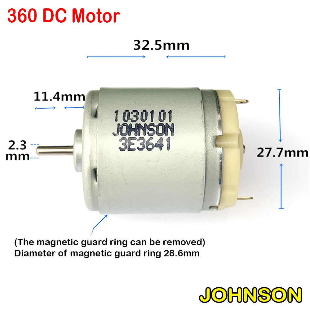 JOHNSON Wholesales Motor 360 DC Carbon Brush small Motor 7500-30000RPM High Speed Large Torque 3V 6V 9V 12V DC Hair Dryer Motor