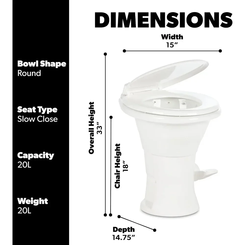 Fast Shipping.310 Standard Toilet - White Lightweight and Efficient with Pressure-EnhancedPerfect for Modern RVs.NEW