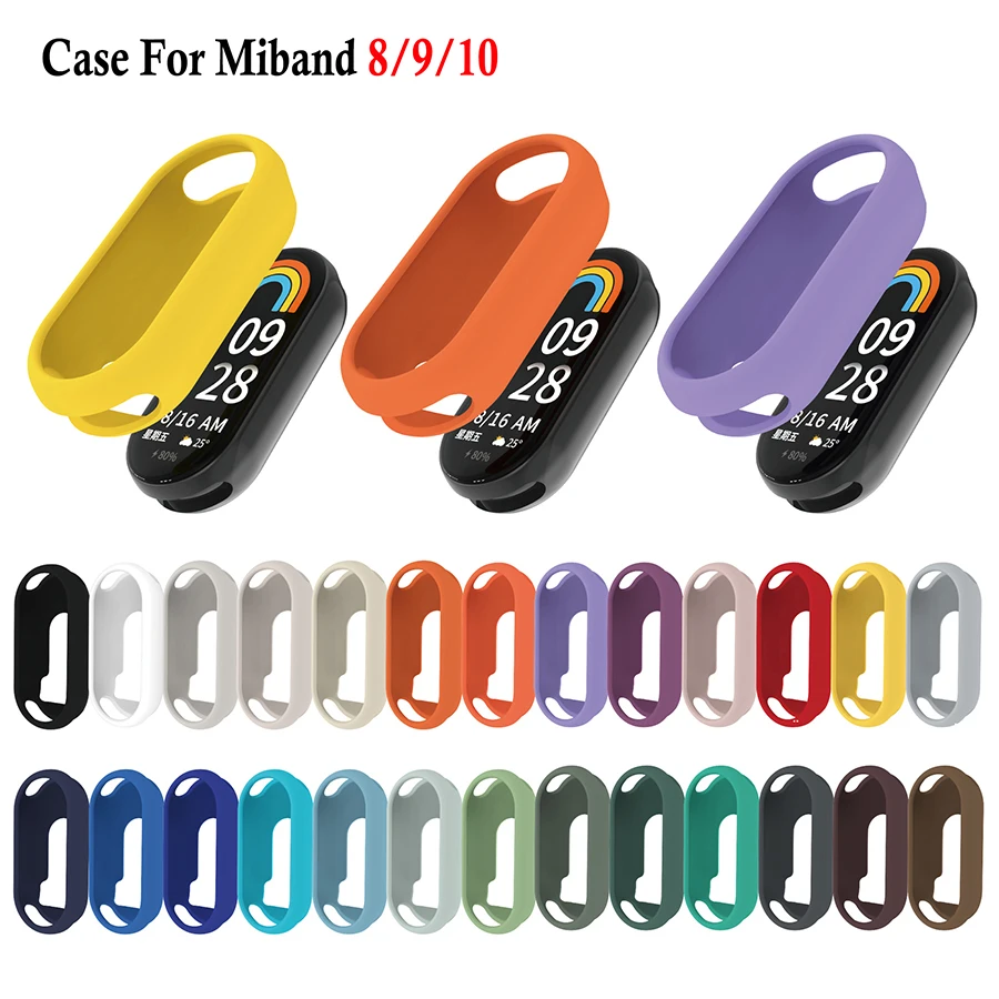 Capa de Silicone Macia para Xiaomi Band 10 9 8 NFC, Capa Protetora Elástica para Xiaomi Mi Band 8 9 10, Protetor de Tela