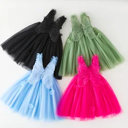 Baby Girls Tutu Gauze Butterfly Children's Dress Mesh Suspender Dress 3D Wing Fairy lovely Baby Princess Dress Birthday Vestidos