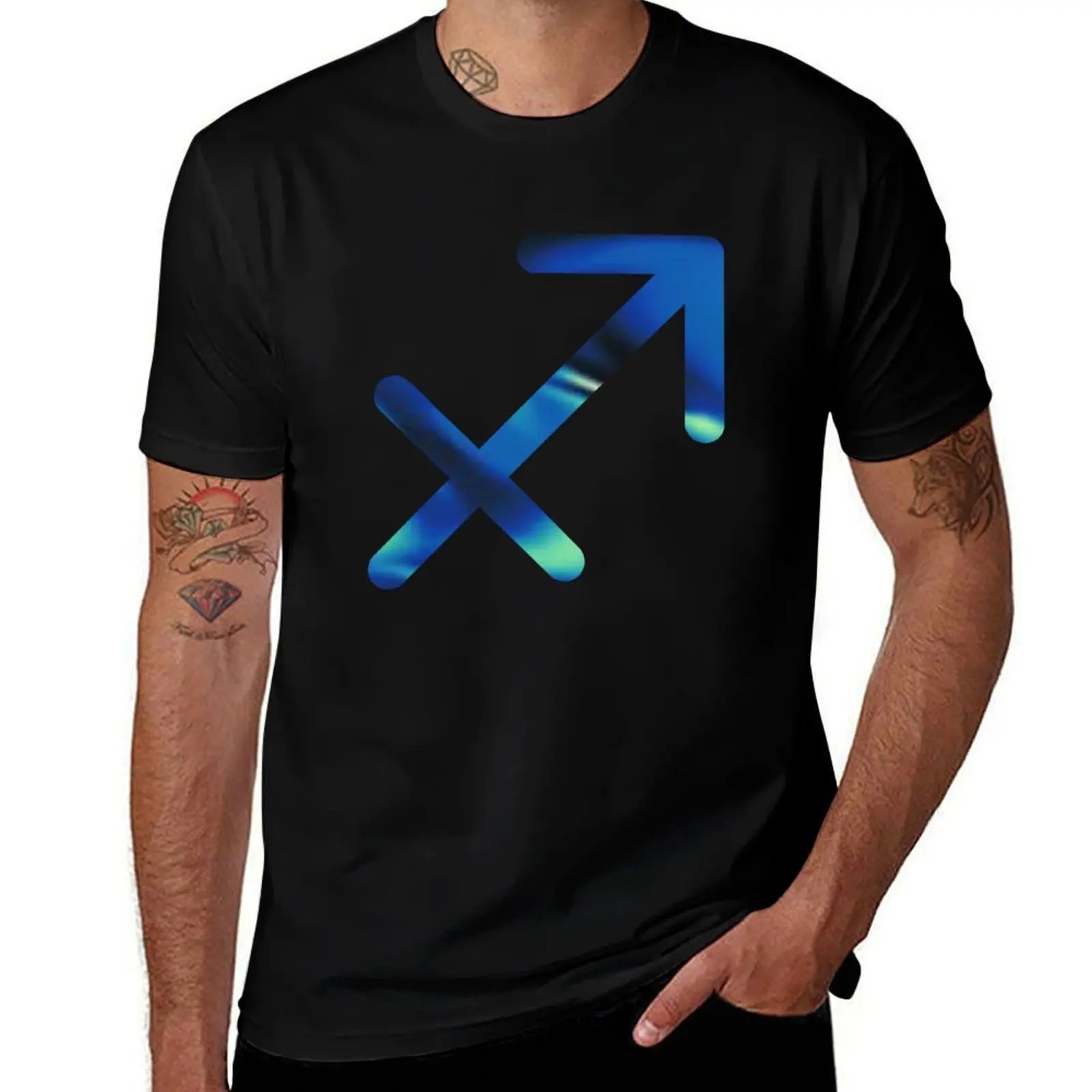 

Sagittarius Symbol Blue Green Gradient T-Shirt kawaii clothes animal prinfor boys topping sublime men workout shirt