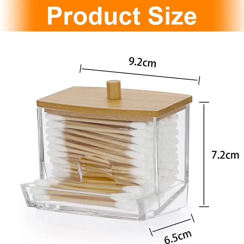 Clear Cotton Swab Dispenser Plastic Ear Stick Swabs Holder Square Toothpick Container Bathroom Countertop Storage Box