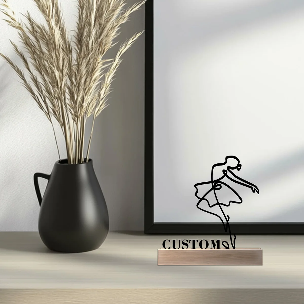 1 قطعة راقصة بسيطة مخصصة اسم تمثال حديدي مع قاعدة خشبية الحديد زخرفة القصدير النحت الفن الحرف مع قاعدة خشبية #1