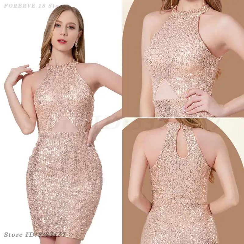 

Sexy Sequined Latin Dance Costume Women Sequined Sleeveless Mini Dress Jazz Tango Samba Dancewear Evening Party Clubwear Gown