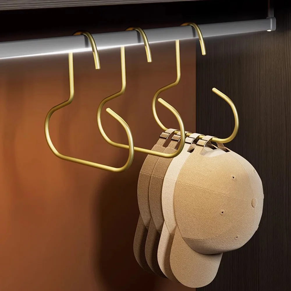 

1/5pcs Hats Hangers Solid Metal Aluminum Alloy Bars Slings Belt Storage Rack Space Saver Wardrobe Baseball Cap Hanging Organizer