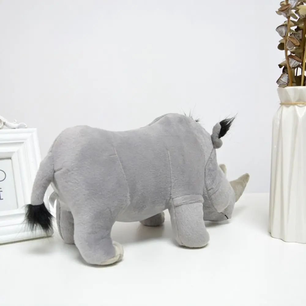 Wild Animals Rhinoceros Plush Toy Stuffed Animals Soft Pillow African Rhinos Doll Lifelike Standing Stuffed Rhinoceros Doll