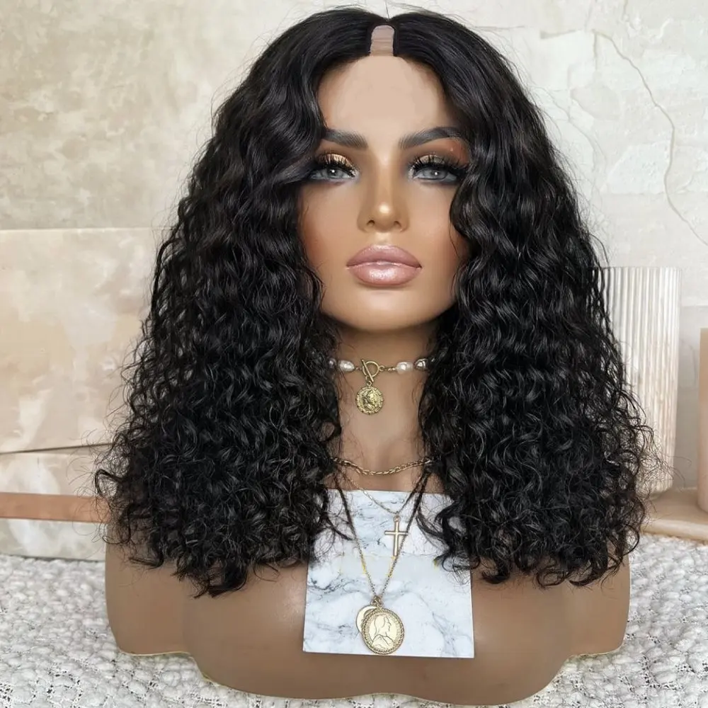 Remy Braizilian Human Hair Kinky Curly Glueless 1*4 Size U Part Wig Human Hair for Women With Clips Easy Wear Adjustable Wig