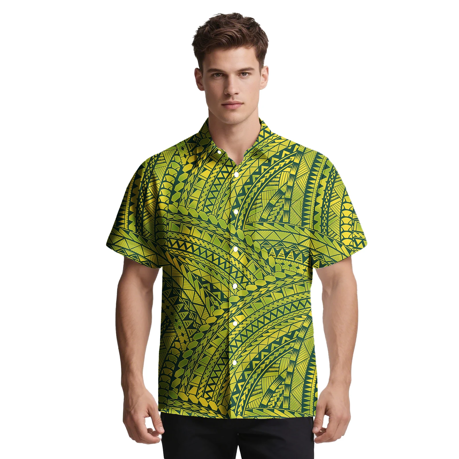 هاواي مخصص الأزهار طباعة الملابس ساموا تصميم المعتاد الرجال تي شيرت البولينيزية العصرية الحياة عادية الرجال قصيرة الأكمام ألوها قميص #3