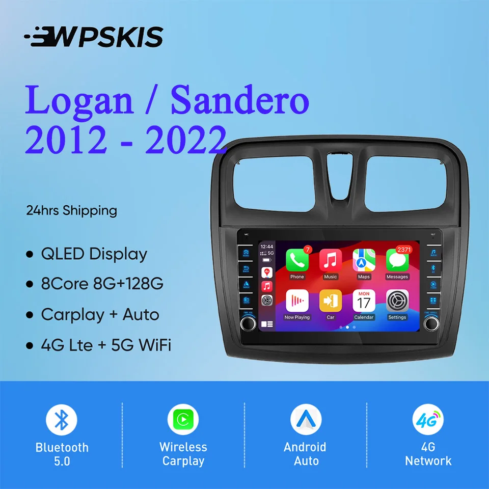 8G 128GB Android 14 Radio de coche vídeo Audio A/V reproductor de música DVD GPS Navi para Renault Logan Sandero 2012 - 2022 Carplay Auto RDS