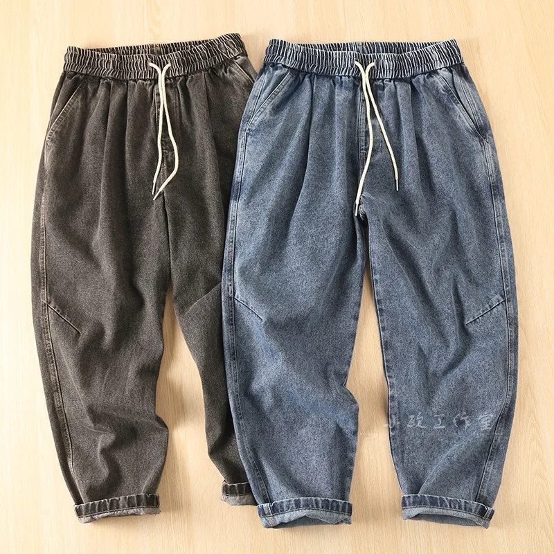 

Vintage Snowflake Spray Dyeing Men's Loose Straight Leg Jeans Spring High Street Versatile Cone aped Loose Fit Denim