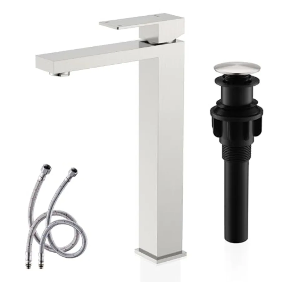 

Vessel Sink Facuet Single Handle Bathroom Sink Faucet Vanity Bathroom Faucet Basin Mixer Tap with Water Supply Hose and Pop Up