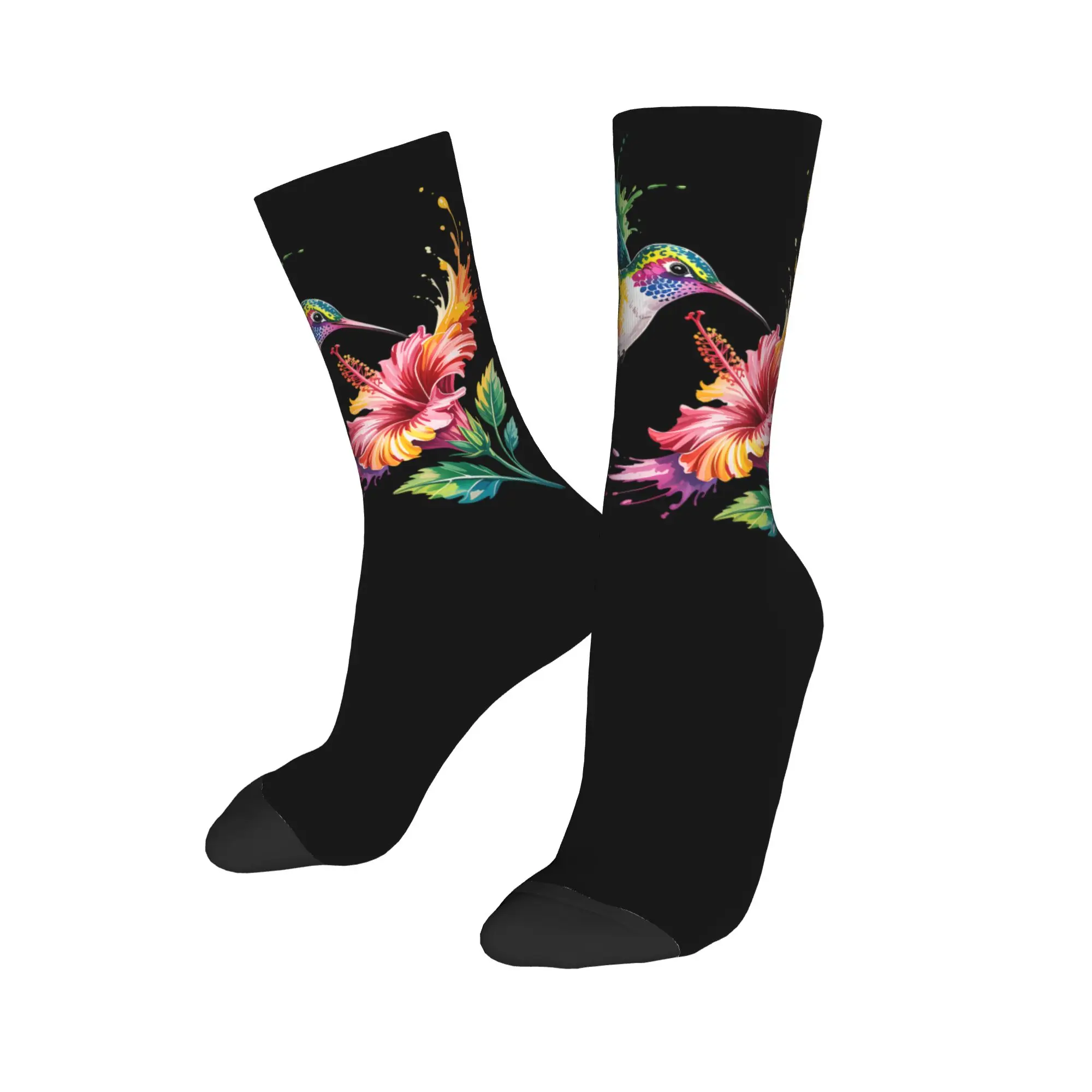Happy Funny Men's Socks Harajuku Hummingbird Animal Lover Art Tropical Bird Sock Women's Socks Spring Summer Autumn Winter