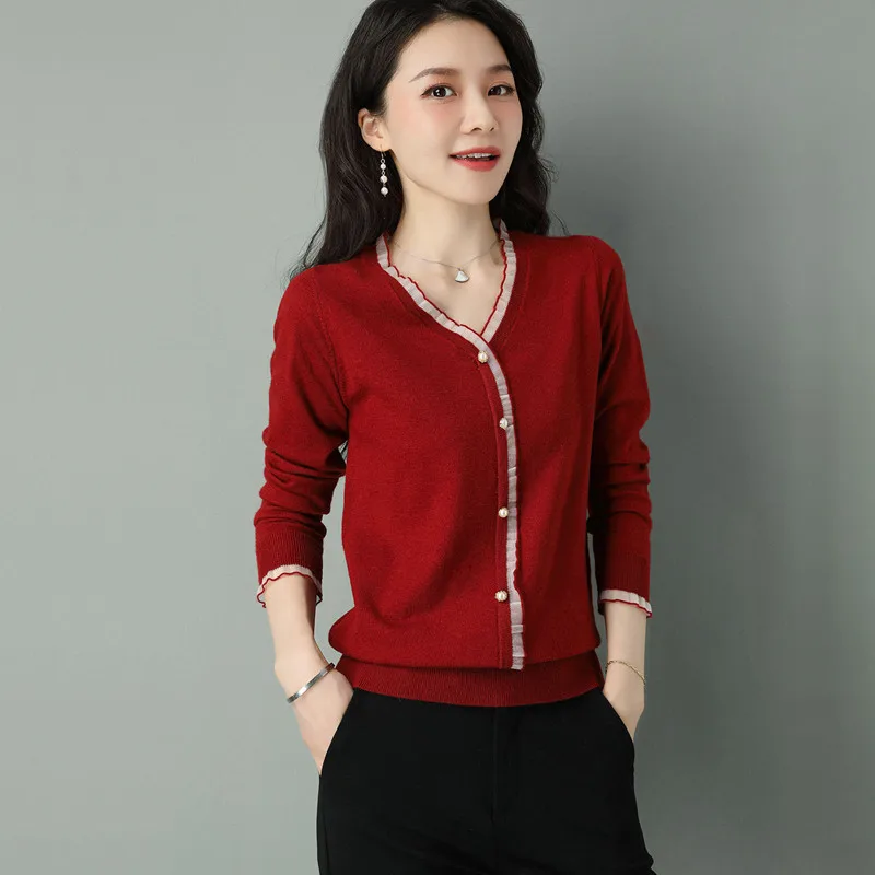 New Elegant Short Cardigan For Women Tops Spring Autumn Buttons Coat Slim Ladies Sweater Jacket Knitwear Woolen Woman Clothes
