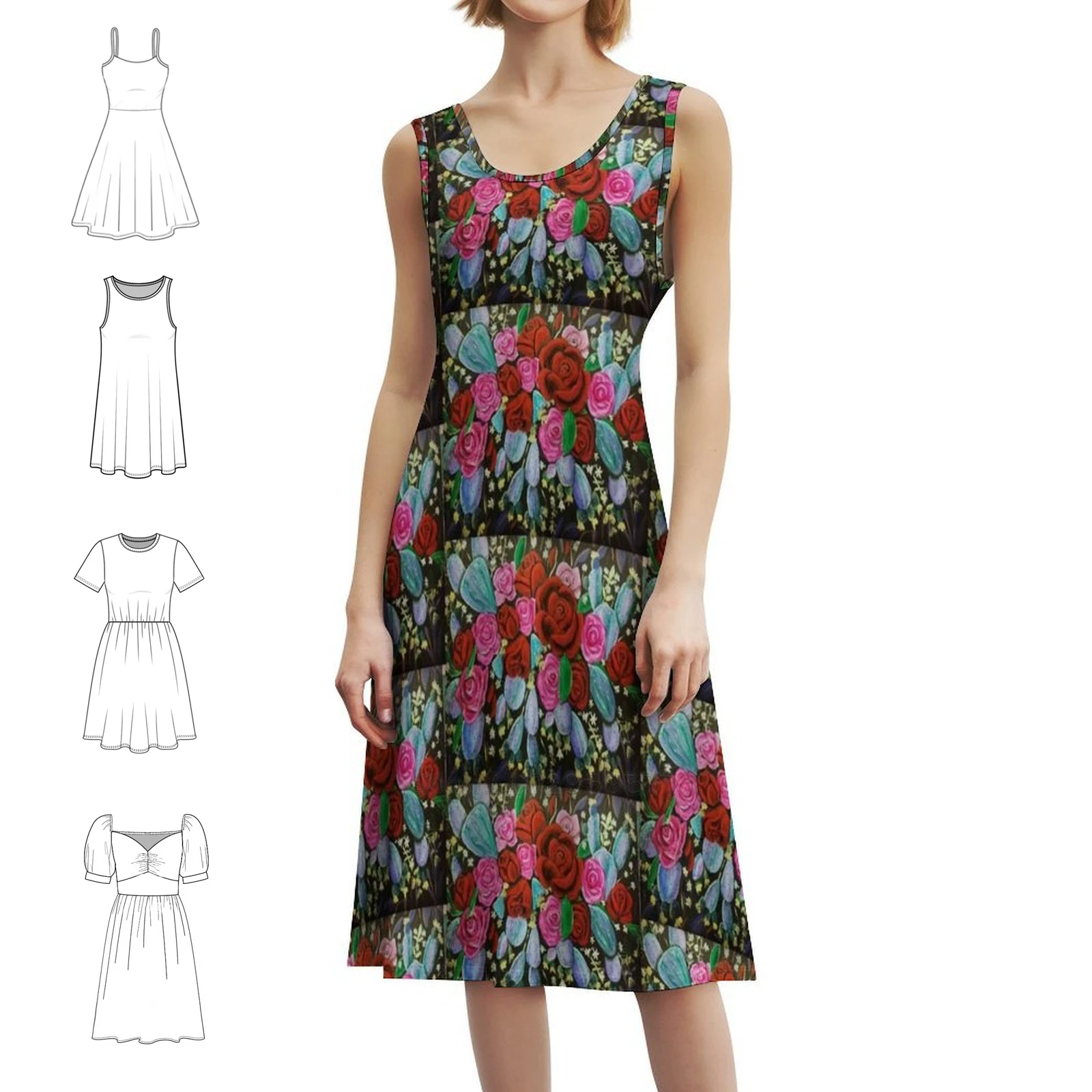 فستان هيب هوب نسائي من Desert Rose ملابس خروج جرافيك مطبوع للحفلات والنوادي وزهور الصبار وزهور الصحراء والصبار الوردي للسيدات #1