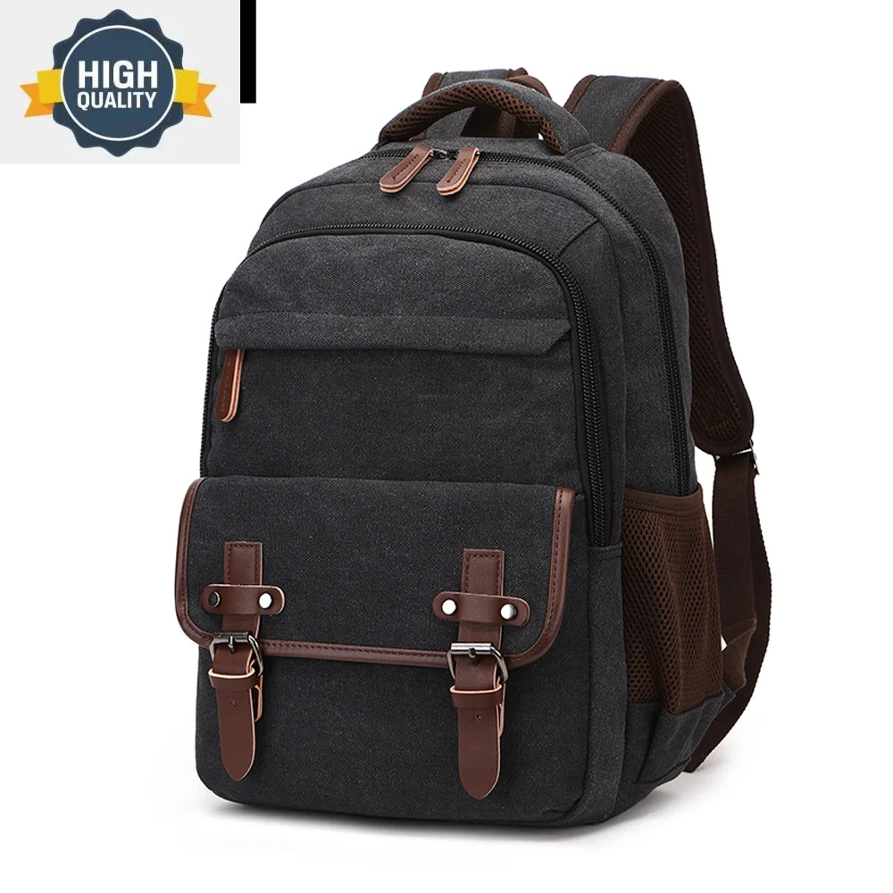 

Solid canvas color scool bag school backpack high capacity laptop oem