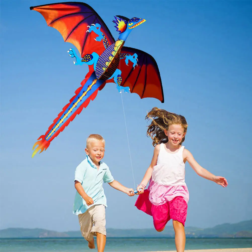 1 set 1 Set 3D Dinosaur Kite Long Tail Frameless Easy To Fly Outdoor For Kids Birthday Christmas Gift Dinosaur Kite