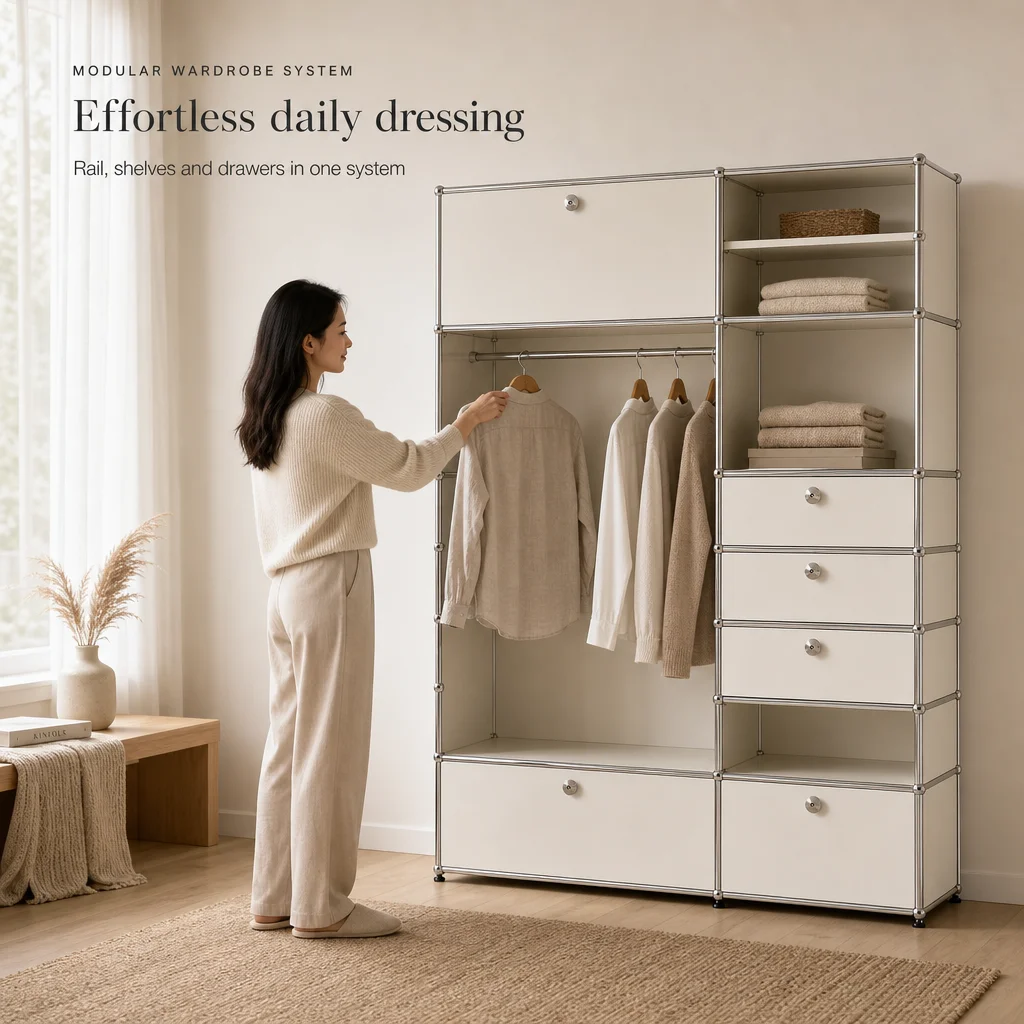Wardrobe 304 Stainless Steel High Quality Modern Wardrobe System Space Saving Ready To Ship In Stock