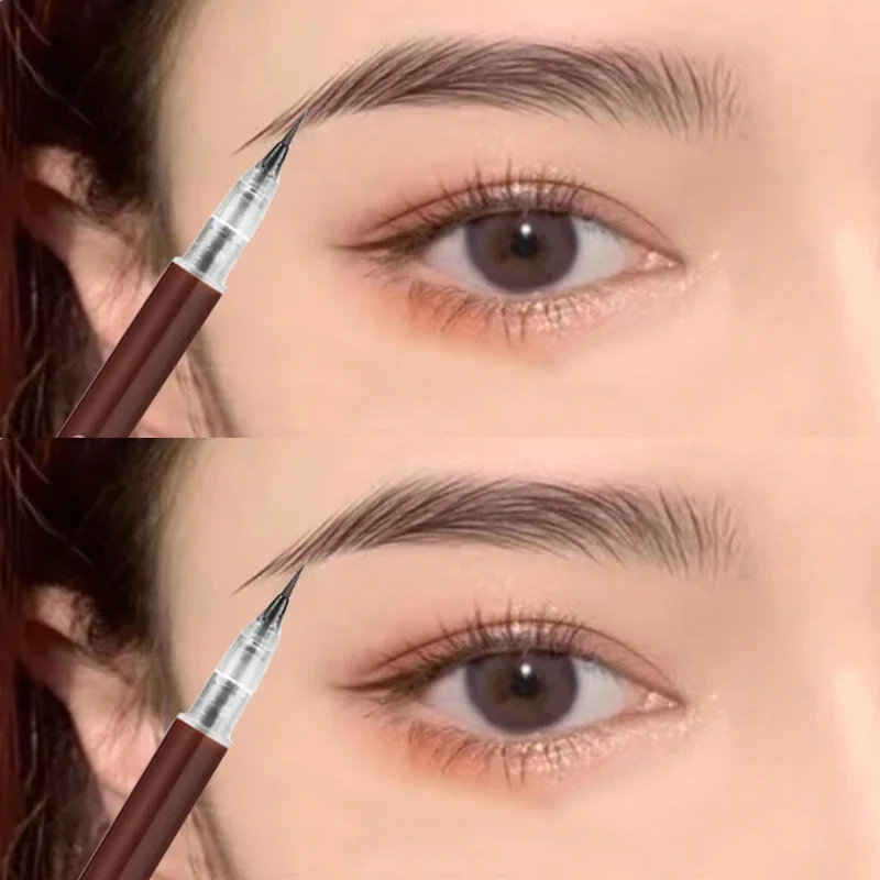 0.01 مللي متر فائقة غرامة السائل الحاجب القلم مقاوم للماء Microblading الحاجب قلم الحواجب العرق واقية سهلة لرسم البني رمادي الحاجب ماكياج