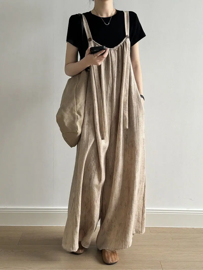 Designer Japanese Overalls Jumpsuits and Trousers Skirt Woman Elegant Jumpsuit Palazzo Women's Palazos Summer Monkeys Long