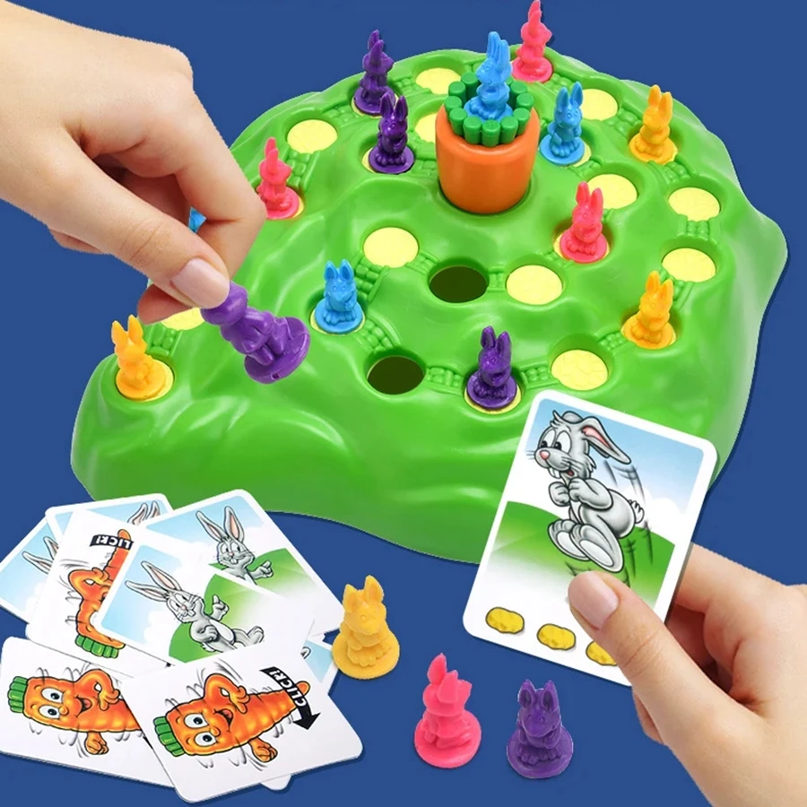 Children Rabbit Trap Game Montessori Educational Toy Game Rabbit Game Cross Country Spinning Race Turnip Family Party Game Gifts